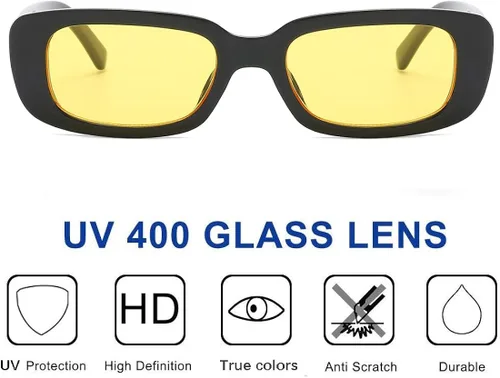 Vista 3 de ENSARJOE - Gafas de sol rectangulares para mujer estilo retro protección UV 400 marco cuadrado