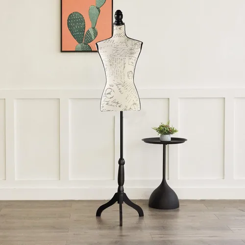 Vista 3 de Forma de vestido de torso de maniquí de altura ajustable con soporte de trípode resistente para decoración del hogar, exhibición de joyas y ropa