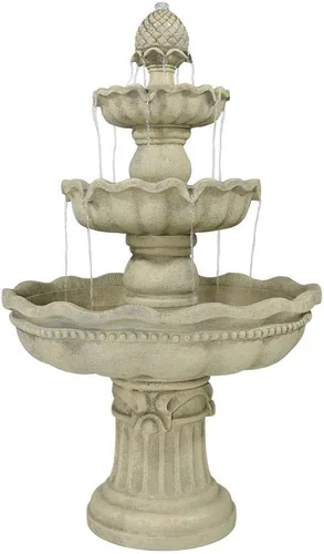 Vista 10 de Sunnydaze - Fuente de agua de 3 niveles de 51 pulgadas, fuente eléctrica para exteriores con parte superior de piña, función de agua para patio al