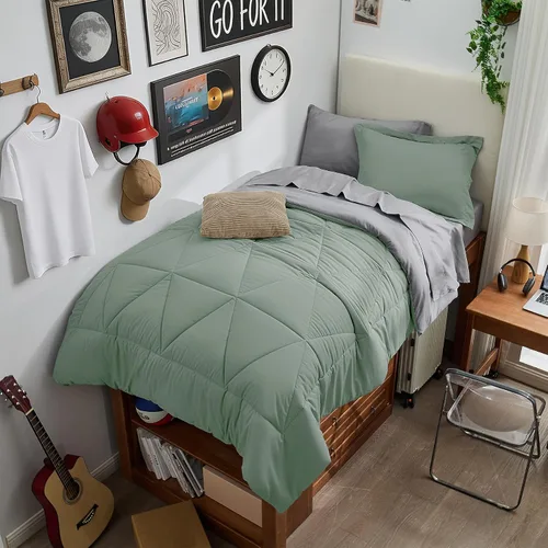 Vista 31 de BEDELITE Juego de ropa de cama con edredón tamaño individual de 5 piezas, reversible, en una bolsa - Juego de cama de lujo suave de microfibra