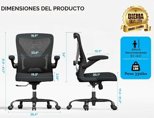 Vista 2 de Ergalithic Silla ergonómica de oficina – Sillas de escritorio de computadora en forma de X cómodas, silla de juegos de malla con respaldo alto