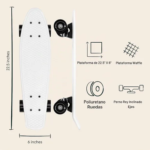 Vista 2 de Retrospec Quip Mini Cruiser Skateboard 22.5" Patineta Cruiser Completa de Plástico Retro Clásico con Rodamientos ABEC 7 y Ruedas PU, Tabla Compacta