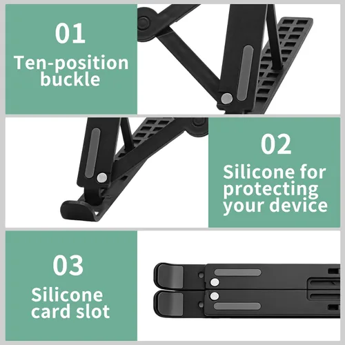 Vista 3 de Soporte ajustable para laptop para escritorio, elevador plegable portátil, soporte ergonómico para computadora compatible con portátiles de 10 a