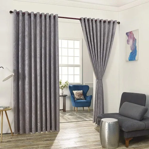 Vista 14 de Warm Home Designs 1 par (2 paneles) de cortinas opacas de carbón gris con patrón de flores de damasco texturizado en relieve. Cada panel de cortina