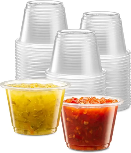 Vista 8 de {1 onza, 200 tazas} Vasos de plástico transparente para porciones sin tapas, pequeños recipientes para control de porciones, chupitos de gelatina