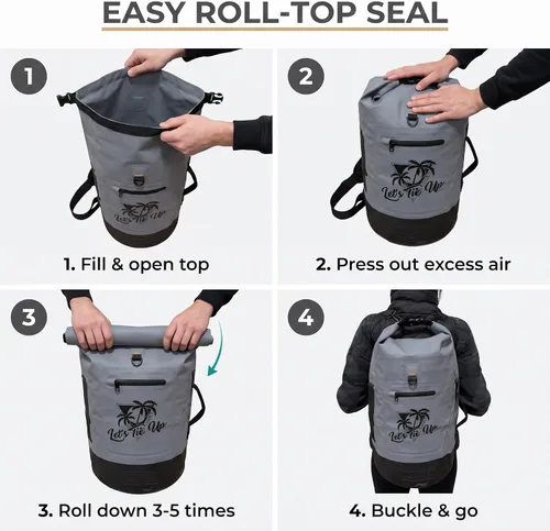 Vista 5 de Let's Tie Up Bolsas secas impermeables para navegación y exteriores Bolsa seca enrollable definitiva: estilo, funcionalidad y protección 100%