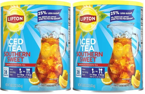 Vista 6 de Lipton Mezcla de té helado, azúcar reducida, té dulce Southernn, hace 28 cuartos de galón, 2.2 onzas (paquete de 1)