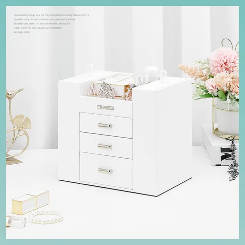 Vista 8 de Homde Organizador de joyas para niñas y mujeres, joyero, collares, anillos, aretes, soporte de exhibición, estuche de almacenamiento de joyas