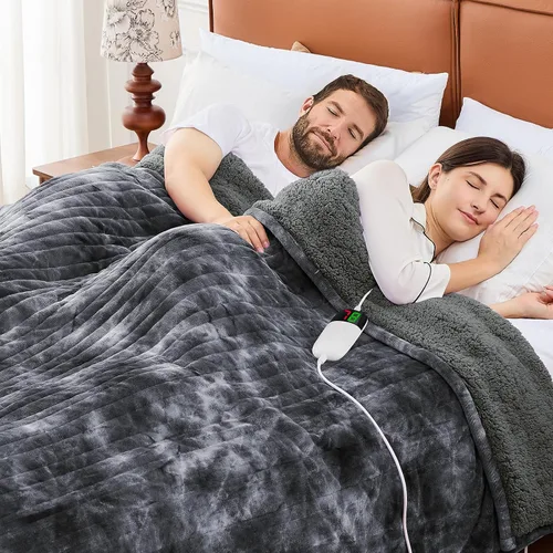 Vista 17 de greenoak Manta eléctrica con calefacción, manta térmica de piel sintética Sherpa para sofá cama, regalos cálidos de invierno para mujeres/ella