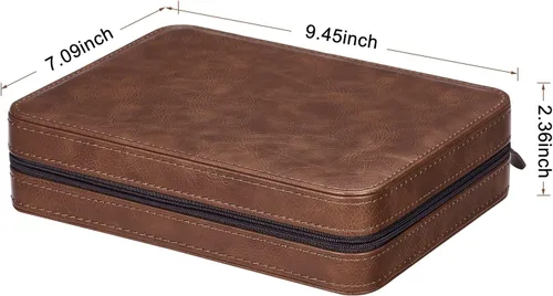 Vista 7 de BEWISHOME Estuche de viaje para relojes, cajas de reloj con 8 ranuras para hombre, organizador de relojes portátil, vitrina de relojes, accesorio