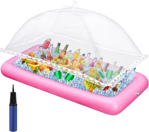 Vista 10 de [Usado] Leitee - Bandeja de hielo inflable con tapón de drenaje, 3 unidades, color negro Mesh Food Cover, Drink Containers and Inflator for Quick