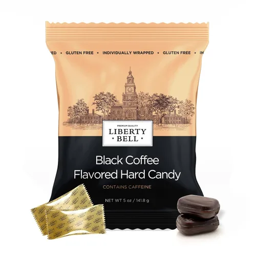 Vista 7 de Liberty Bell Coffee Latte - Caramelo duro con sabor a cafeína, envueltos individualmente, bolsa de 5 onzas