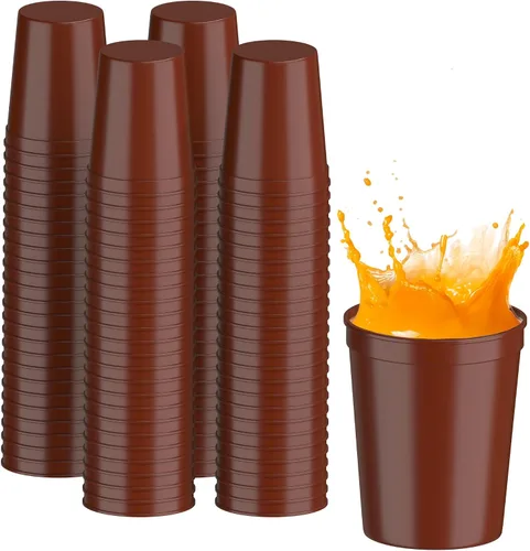 Vista 84 de PartyPrints Paquete de 100 vasos de plástico en blanco reutilizables de 10 a 12 onzas, vasos de estadio a granel, sin BPA, aptos para lavavajillas
