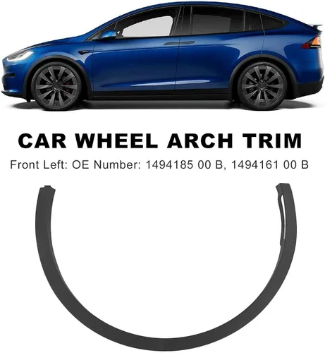 Vista 3 de Para Tesla, moldura de arco de rueda lateral del pasajero trasero, protector contra salpicaduras de moldura de rueda lateral de automóvil para 2020