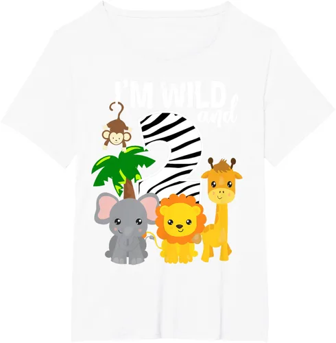 Vista 75 de Camiseta de cumpleaños con temática de zoológico de I'm Wild and 2, Negro, S