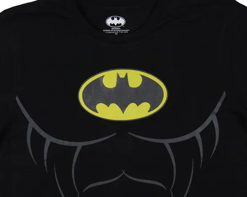 Vista 3 de DC Comics - Camisa de disfraz de Batman para hombre con capa desmontable, camiseta clásica de Batman con logotipo de murciélago