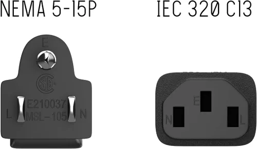 Vista 4 de Cable Leader Cable de alimentación de computadora NEMA 5-15P a IEC C13, cable de alimentación de CA resistente de 3 clavijas para PC, monitor, Negro