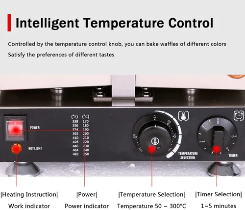 Vista 6 de Taiyaki - Plancha para hacer gofres de pescado, máquina eléctrica Taiyaki, máquina para hacer gofres de mermelada o helado de uso comercial