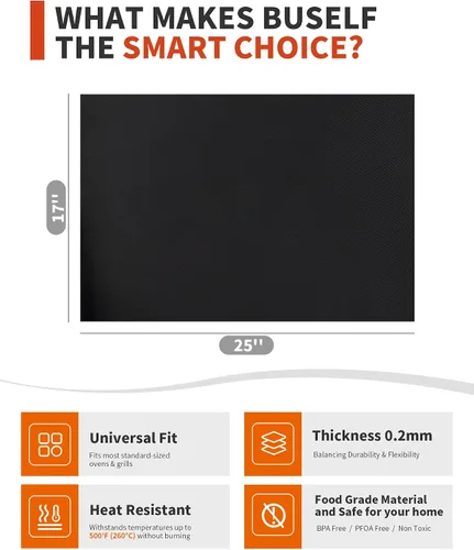 Vista 7 de Revestimientos para horno para la parte inferior del horno - Paquete de 2 alfombrillas grandes de servicio pesado para horno, 17" x 25