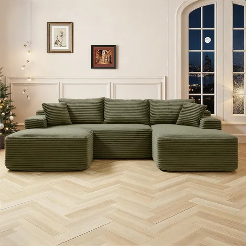 Vista 28 de Sofá seccional Cloud de 108 pulgadas, sofá seccional modular moderno con asiento profundo, sofás de pana sin estructura con chaise en forma de L