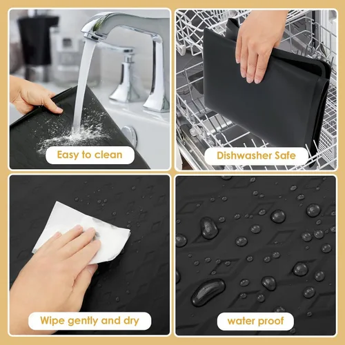Vista 7 de Tapete protector superior de silicona para lavadora y secadora, 25.6 x 23.6 pulgadas, antideslizante, impermeable, resistente al calor, resistente