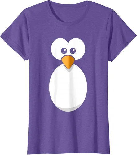 Vista 21 de Camiseta divertida con diseño de cara de pingüino o disfraz fácil, color negro, talla S