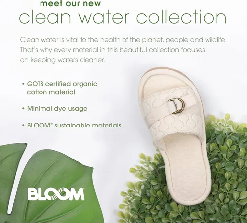 Vista 2 de isotoner Women's Open Toe Slide Slippers, Minimally Dyed Organic Cotton Upper and Algae-Infused Sole