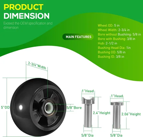 Vista 7 de 4 Paquetes Kit de Rueda Medidora de Plataforma de Cortacésped AM125172 Compatible con Cortacéspedes de Tractor John Deere de Plataforma de 48", 54