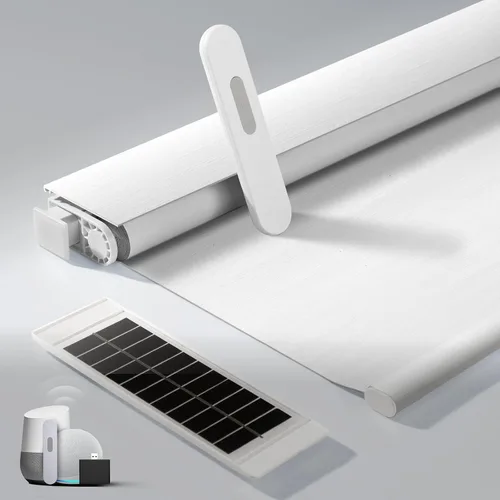 Vista 13 de Persianas motorizadas sin taladrar con control remoto, persianas automáticas opacas con panel solar, persianas enrollables eléctricas inteligentes