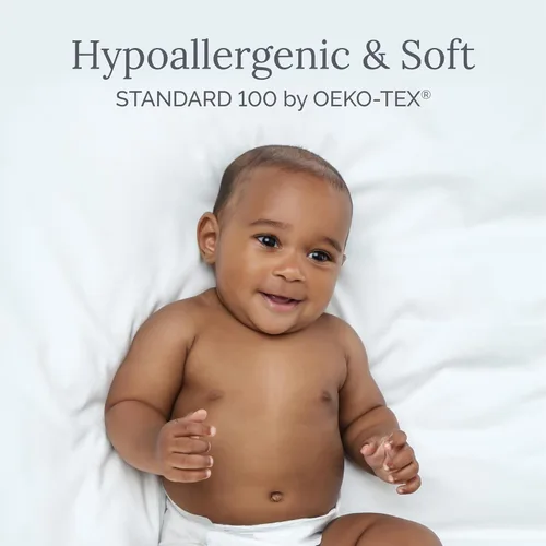 Vista 7 de Natemia Sábanas de cuna 100% algodón orgánico para niños y niñas, fabricadas en Turquía, suaves y sedosas, hipoalergénicas, sábanas para cuna