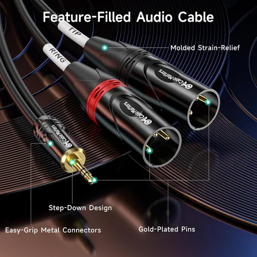 Vista 6 de Cable Matters Cable TRS a 2 XLR de 0.138 in de 1/8 de pulgada de 3 pies, macho a macho Aux a Dual XLR Breakout Cable