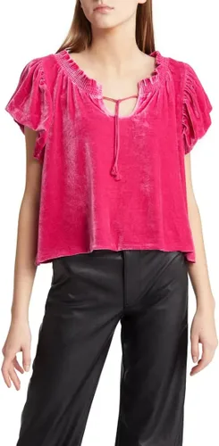 Vista 2 de Free People Womens Puffed Sleeves Velvet Cropped