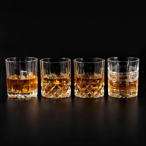 Vista 5 de KANARS Juego de vasos de whisky Old Fashioned de 3 diseños de vidrio