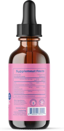 Vista 4 de JoySpring Zinc con suplementos de vitamina C para niños, refuerzo inmunológico para un sistema inmunológico apoyado y gotas de melatonina