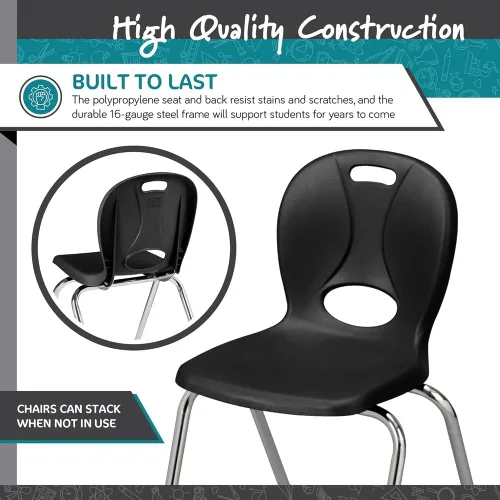 Vista 10 de Learniture LNT-116-CSW-BK Learniture Structure Series - Sillas escolares apilables para aula, altura del asiento de 16 pulgadas, color negro