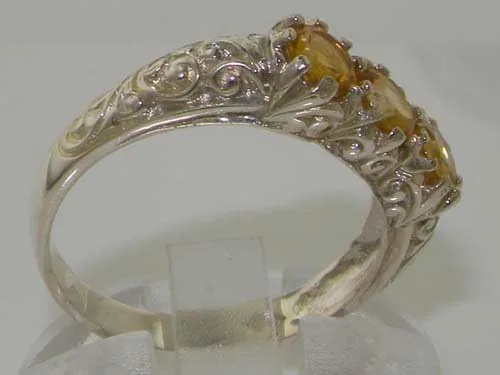 Vista 3 de Anillo de plata de ley 925 con citrino auténtico para mujer