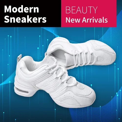 Vista 2 de Zapatos de jazz para mujer, con cordones, de malla, suela gruesa, zapatos de baile de jazz, amortiguadores, modernos y transpirables, suela