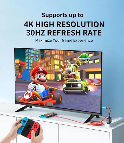 Vista 2 de Adaptador de interruptor de TV para Nintendo Switch, estación de acoplamiento para TV, cable USB C a HDMI, USB C a HDMI con alimentación, compatible