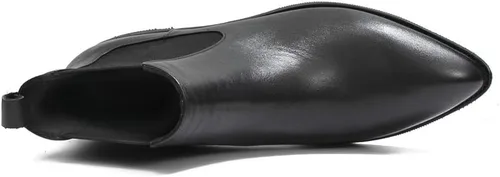 Vista 4 de ONEENO Botas Chelsea de cuero con punta puntiaguda para mujer