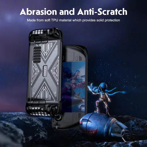Vista 4 de Case for Steam Deck SENQAO TPU Protective Cover Case Compatible with Steam Deck Shock-Absorption Non-Slip and Anti-Scratch Design Cover Protector