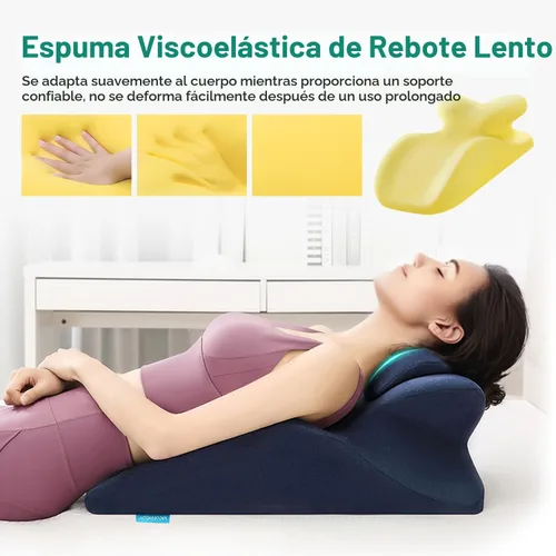 Vista 7 de MOONYOOY Almohada ergonómica de cuña de espuma viscoelástica, soporte de cuña de cama inclinada de 27°, soporte de cintura para cuello, refux ácido