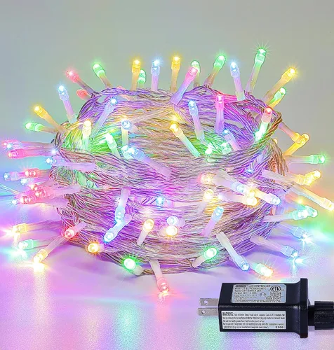 Vista 20 de Cadena de 200 luces LED de 98 pies, impermeables con 8 modos con memoria, fuente de alimentación certificada por UL de 30 V para el hogar, jardín