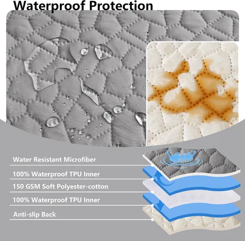 Vista 2 de Manta impermeable para perro, lavable, antideslizante, fundas de sofá para mascotas, resistentes al pelo de mascotas, para cama, silla, muebles