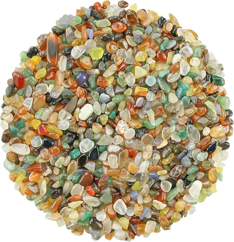 Vista 28 de ZHIYUXI Relleno de florero de fluorita de cristal, 0.22 libras, chips curativos pulidos para decoración, grava para pecera, plantas suculentas