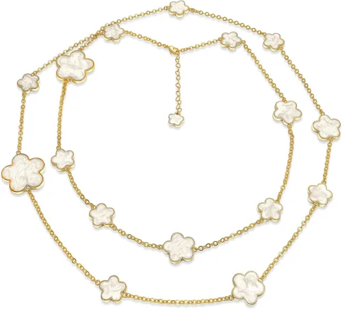 Vista 2 de Bling Jewelry Collar de cadena de cadena chapada en oro con cadena de trébol para mujer, 40 pulgadas