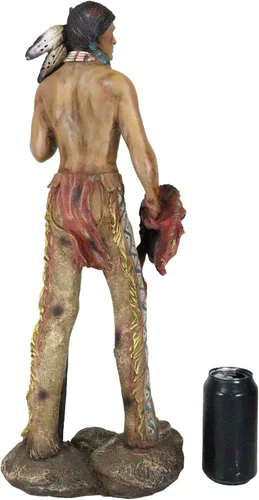 Vista 7 de Ebros Gift Gran nativo americano indio águila guerrero tribal héroe tribal con lanza y escudo de guardia de pie 22 pulgadas de alto, estatua como