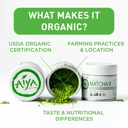 Vista 5 de Aiya - Polvo de matcha orgánico de grado ceremonial, grado ceremonial matcha premium, color verde jade vibrante, dulzura natural suave, ceremonias