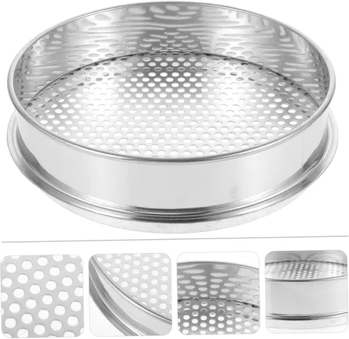 Vista 5 de Toddmomy Tamiz de malla fina de acero inoxidable rotativo tamiz de suelo para jardín, tamiz de suelo redondo para el hogar, cocina, tamiz multiusos