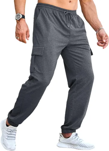 Vista 3 de CTU Pantalones deportivos de entrenamiento de moda para hombre, ligeros, holgados, casuales, con parte inferior abierta