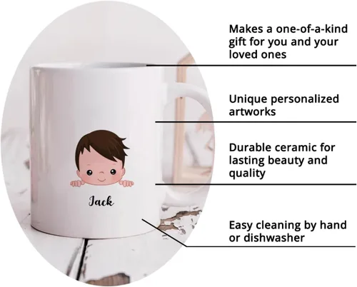 Vista 5 de Gossby Taza personalizada Life is Better With GrandKIDS (1 niño), taza personalizada de regalo para abuelos con avatares de nietos, nombres, 11
